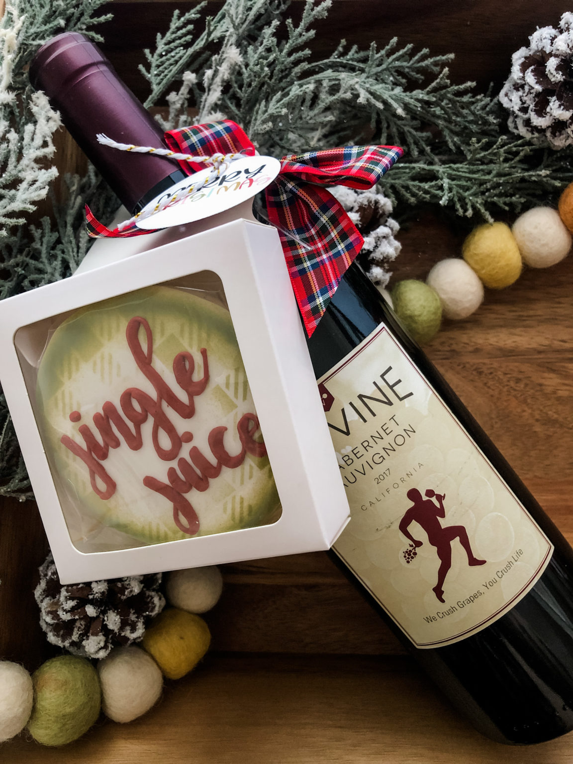 Wine Bottle Hanger Single Cookie Baked and Frosted by Jocelyn